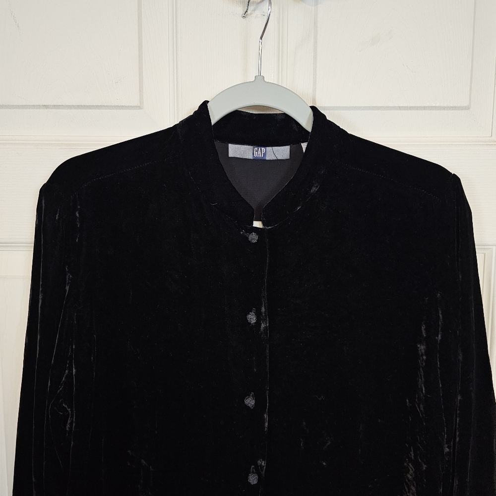 Vintage Gap Velevt Silk Blend Button Down Long Sleeve Long Tunic Top - Picture 3 of 7
